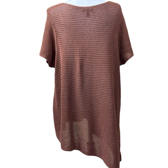 Eileen Fisher brown sweater, linen blend, minimalist, effortless, textured - Picture 3 of 5
